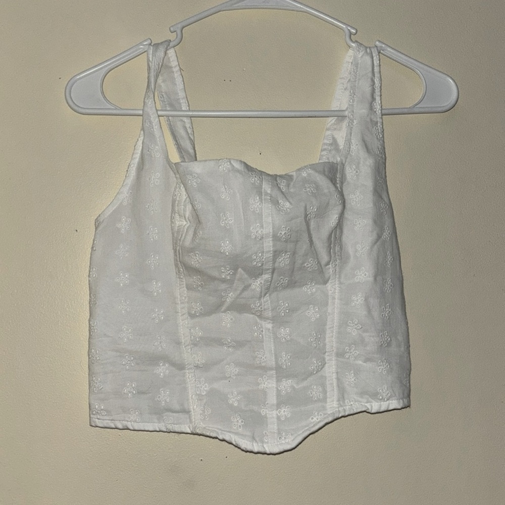 white floral tank top with adjustable straps